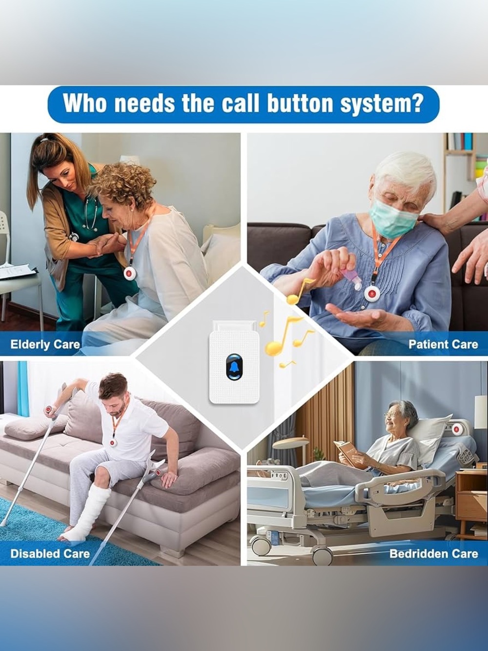 Caregiver Pager Wireless Call Button for Seniors, Disabled, & Elderly Fall Alert - Picture 4 of 16